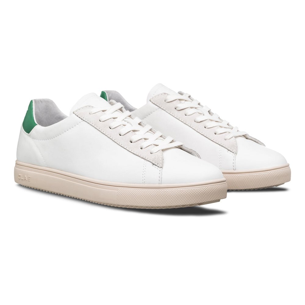 CLAE BRADLEY CALIFORNIA Shoes Womens USA361-G94 In White Leather Pine Green